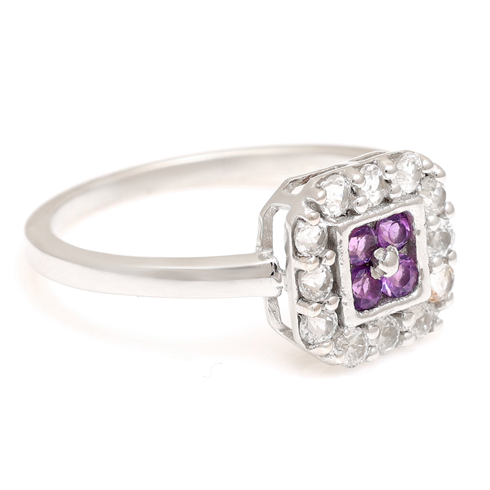 Anillo de Plata con Amatista de Brasil y Topacio Blanco 7 