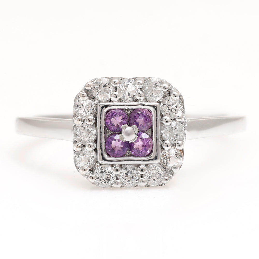 Anillo de Plata con Amatista de Brasil y Topacio Blanco 1 
