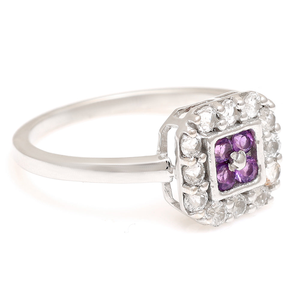 Anillo de Plata con Amatista de Brasil y Topacio Blanco 4 