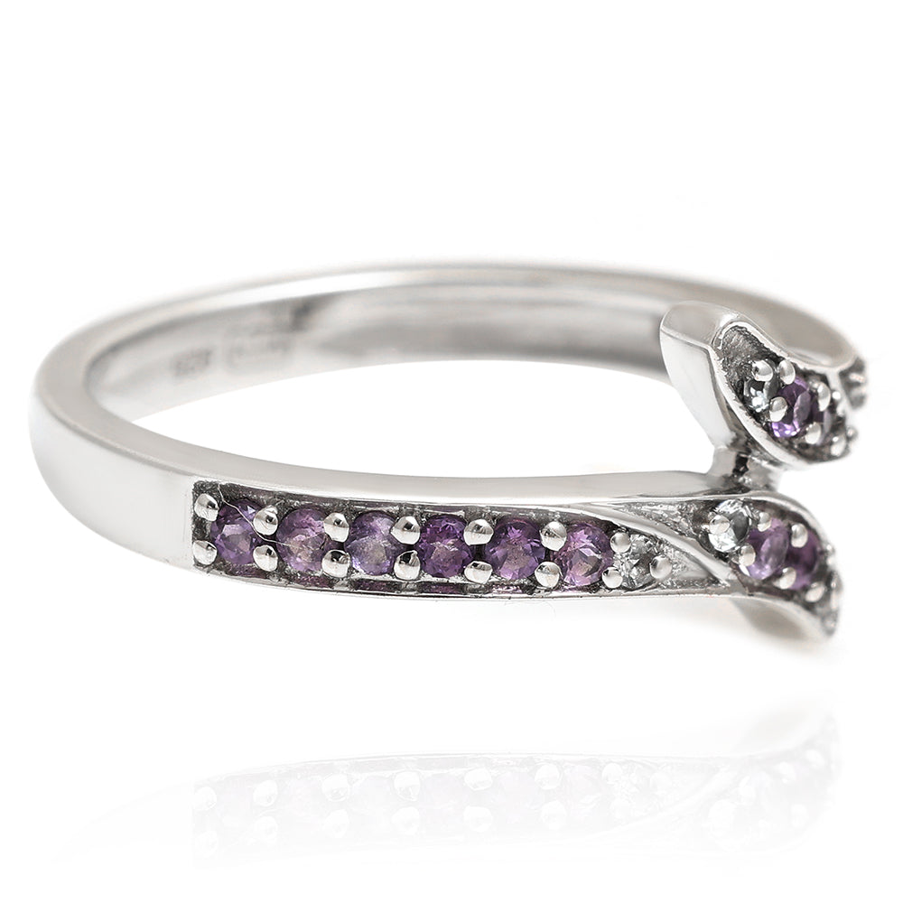 Anillo de Plata con Amatista de Brasil y Topacio Blanco 8 
