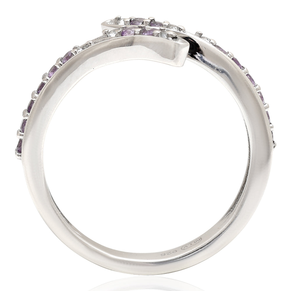 Anillo de Plata con Amatista de Brasil y Topacio Blanco 5 