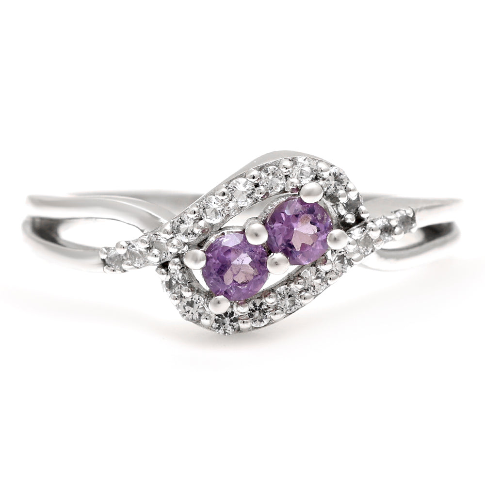 Anillo de Plata con Amatista de Brasil y Topacio Blanco