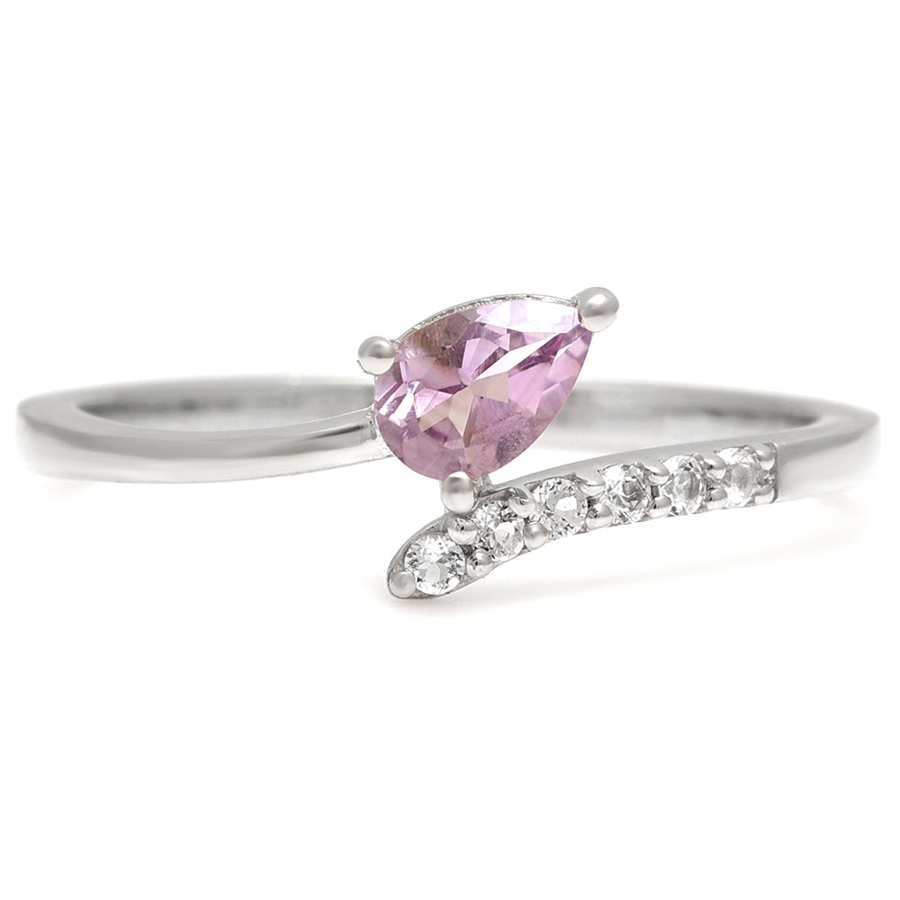 Anillo de Plata con Amatista de Brasil y Topacio Blanco 5 
