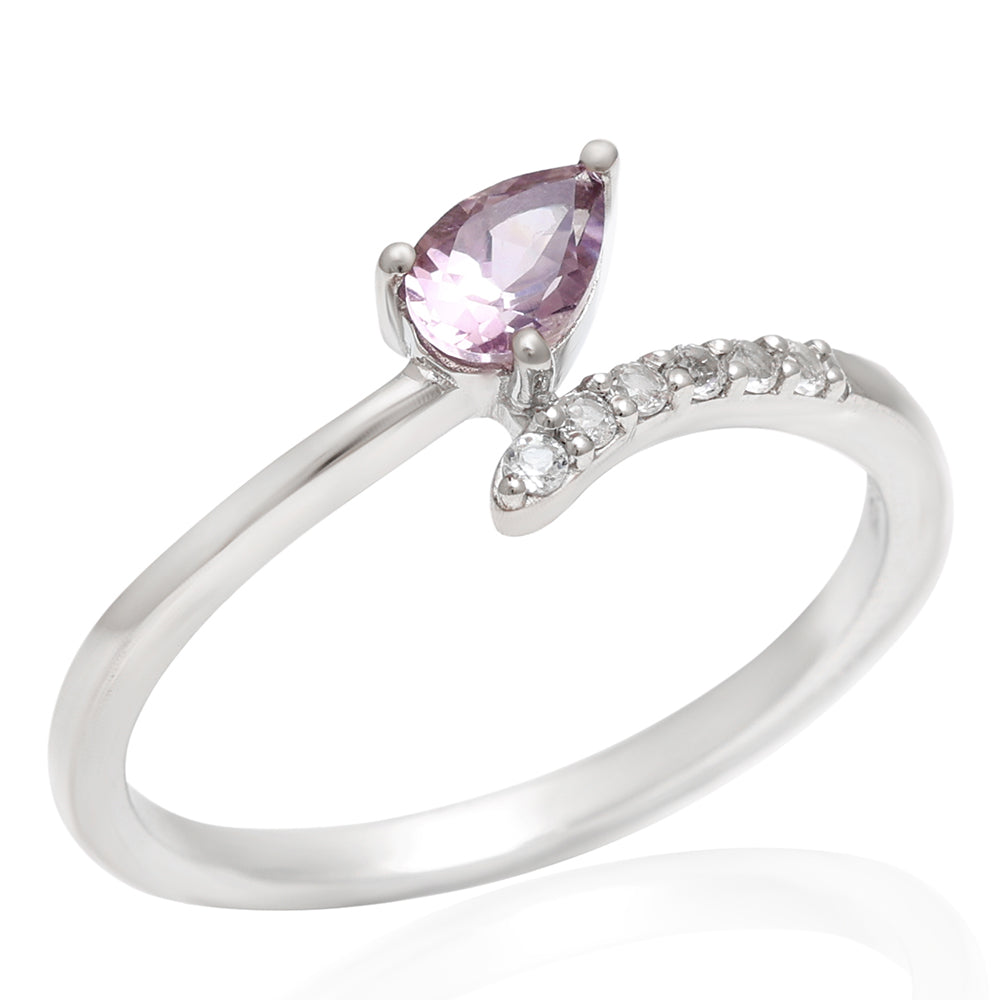 Anillo de Plata con Amatista de Brasil y Topacio Blanco 6 