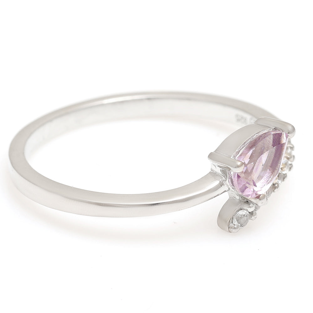 Anillo de Plata con Amatista de Brasil y Topacio Blanco