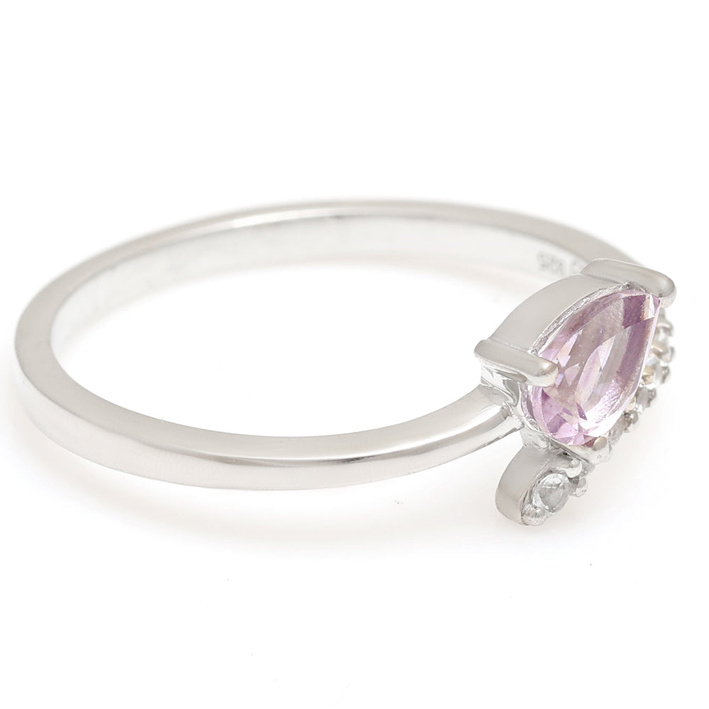 Anillo de Plata con Amatista de Brasil y Topacio Blanco 3 