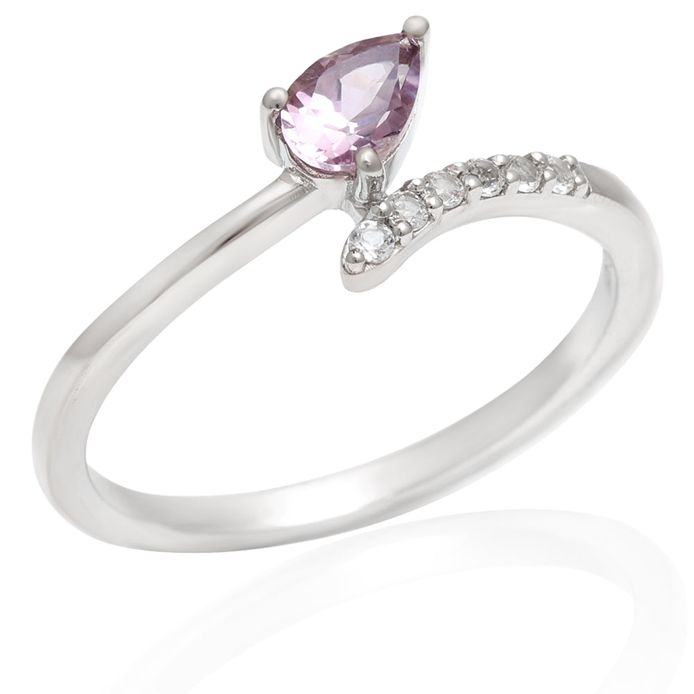 Anillo de Plata con Amatista de Brasil y Topacio Blanco 4 