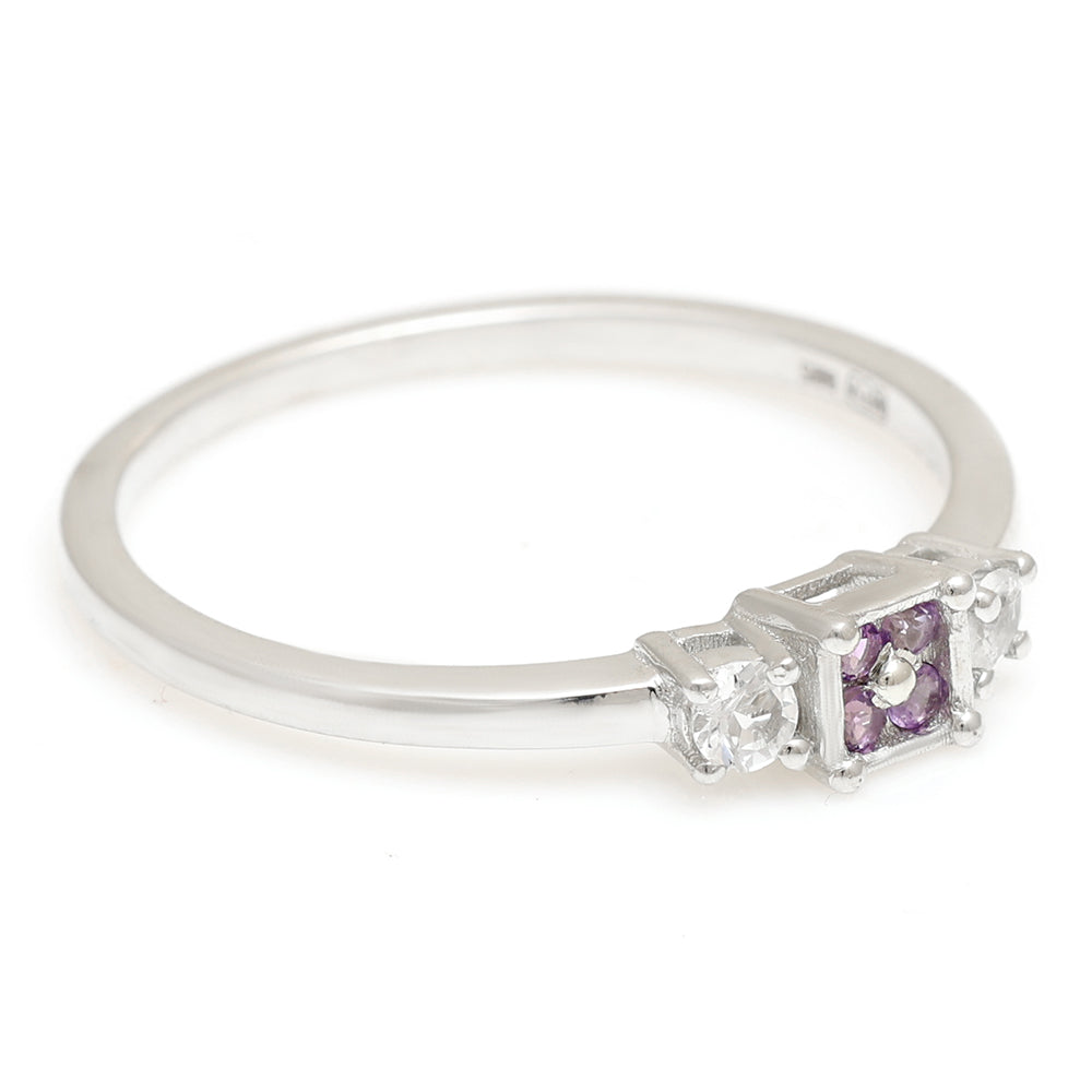 Anillo de Plata con Amatista de Brasil y Topacio Blanco 11 