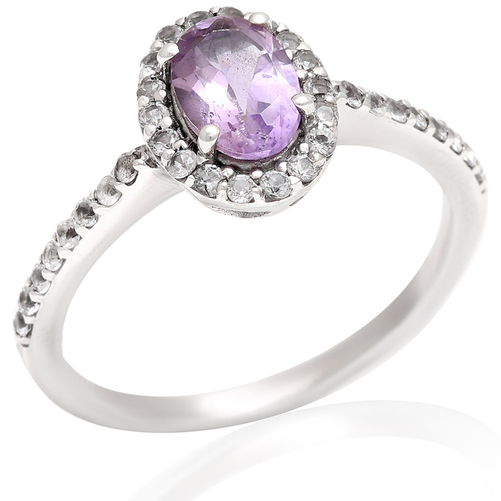 Anillo de Plata con Amatista de Brasil y Topacio Blanco 2 