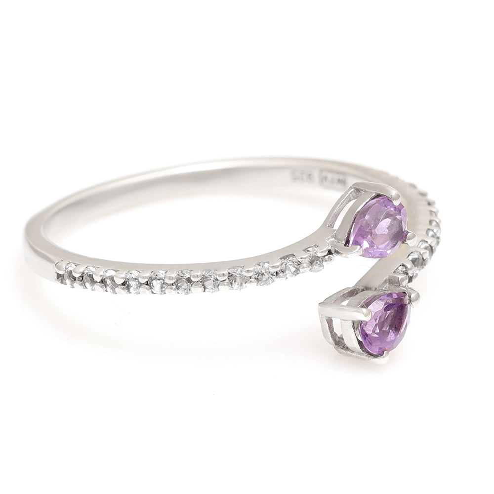 Anillo de Plata con Amatista de Brasil y Topacio Blanco 4 