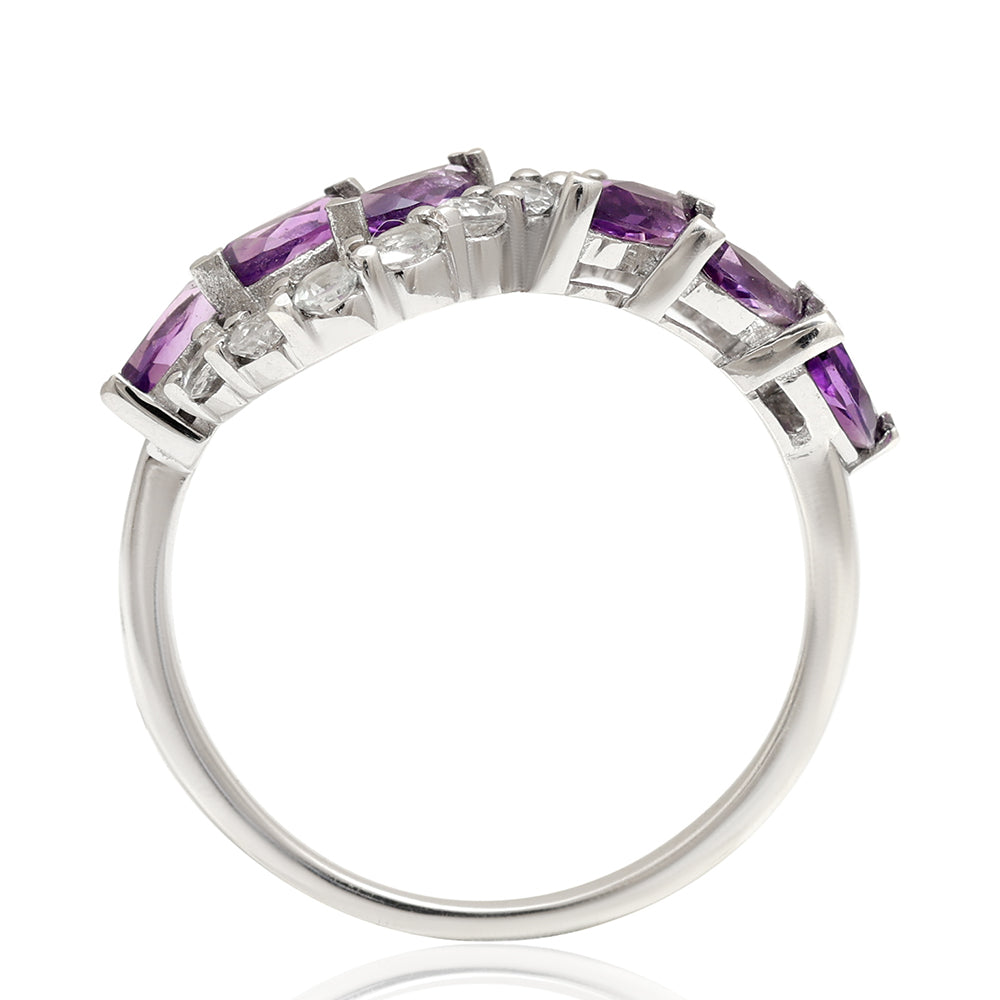 Anillo de Plata con Amatista de Brasil y Topacio Blanco 9 