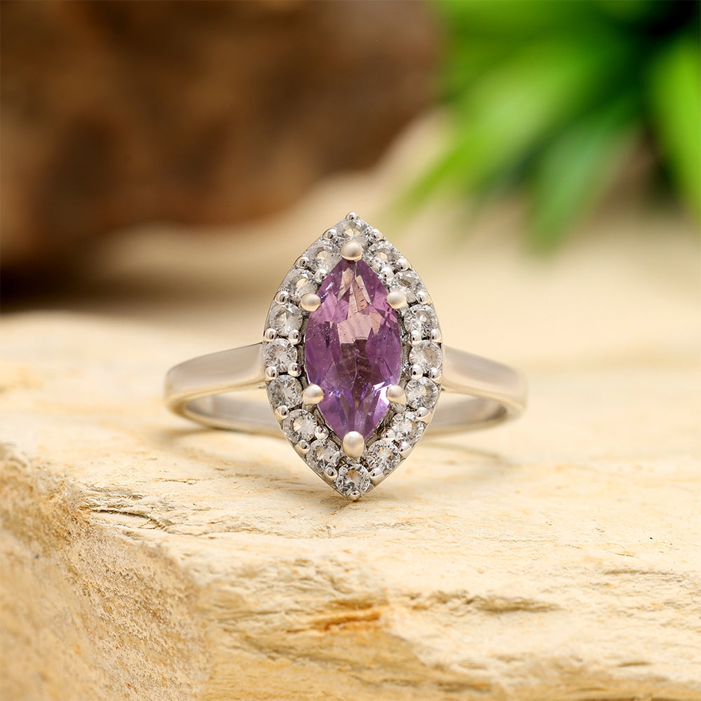 Anillo de Plata con Amatista de Brasil y Topacio Blanco 2 