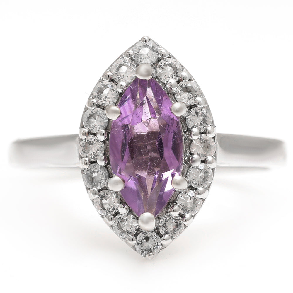 Anillo de Plata con Amatista de Brasil y Topacio Blanco