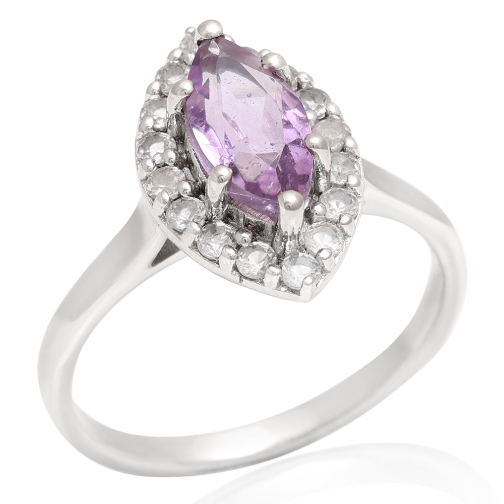 Anillo de Plata con Amatista de Brasil y Topacio Blanco 3 