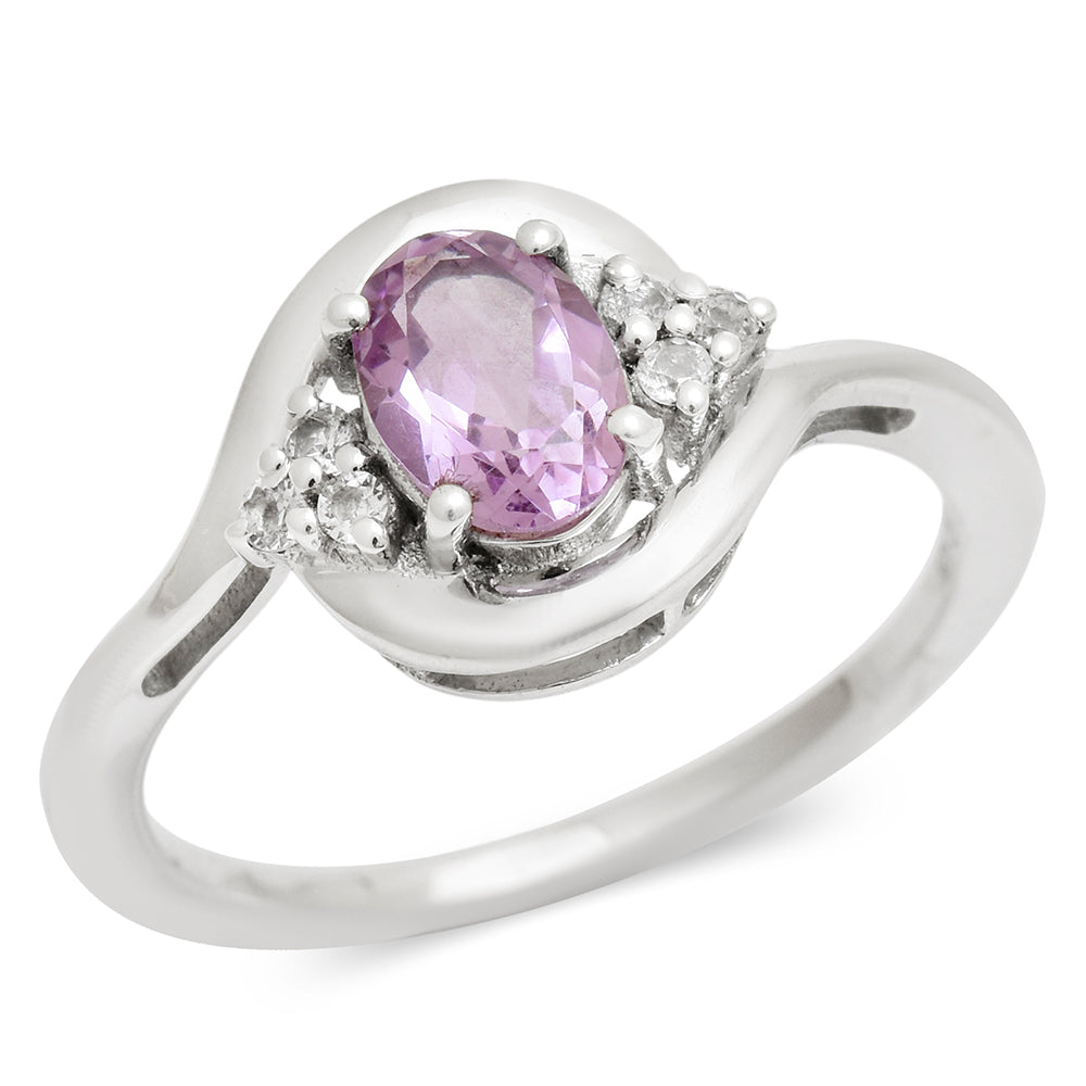 Anillo de Plata con Amatista de Brasil y Topacio Blanco 2 