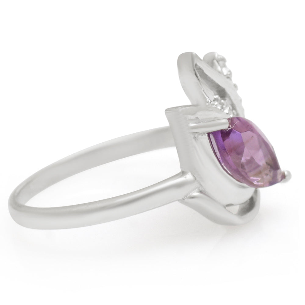 Anillo de Plata con Amatista de Brasil y Topacio Blanco 3 