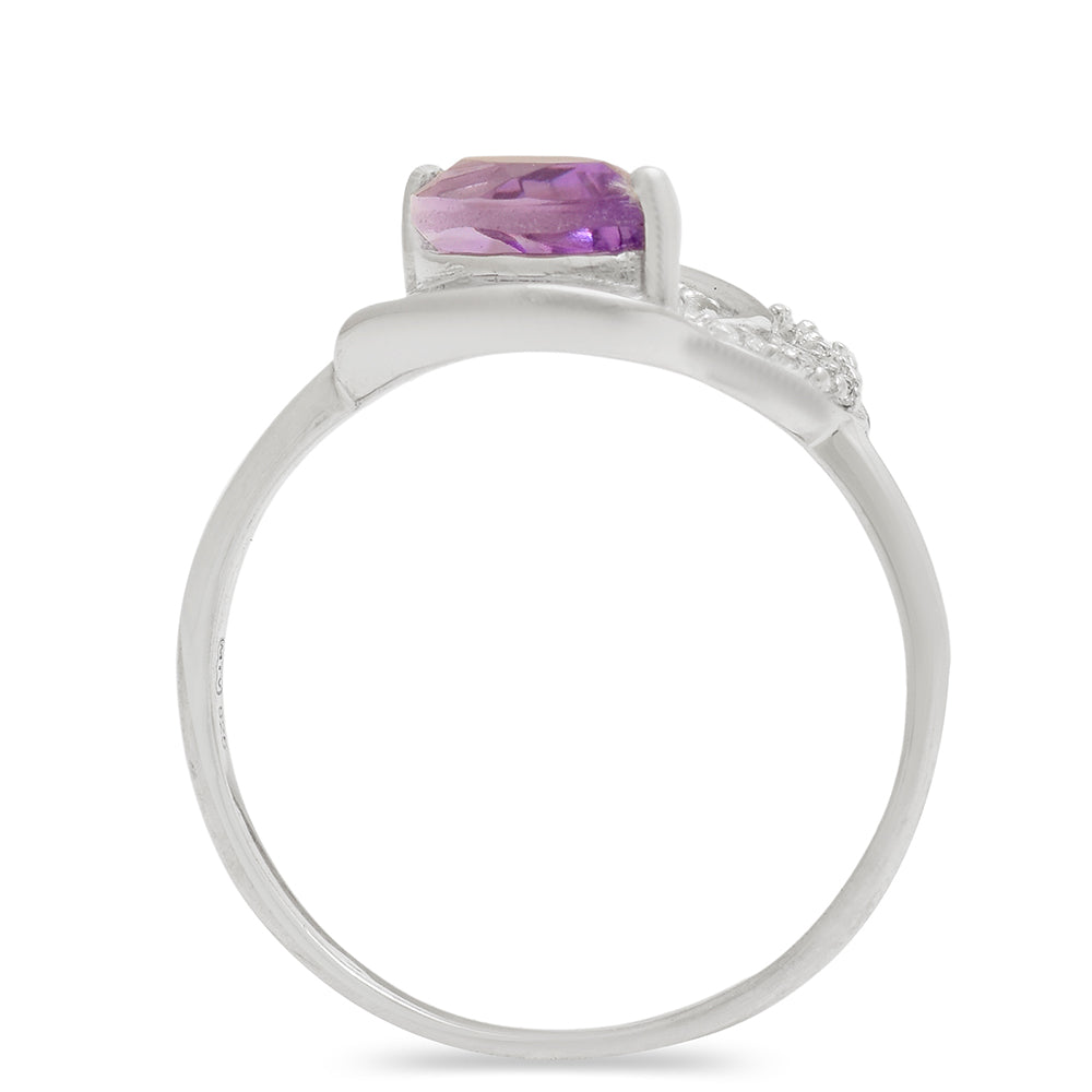 Anillo de Plata con Amatista de Brasil y Topacio Blanco