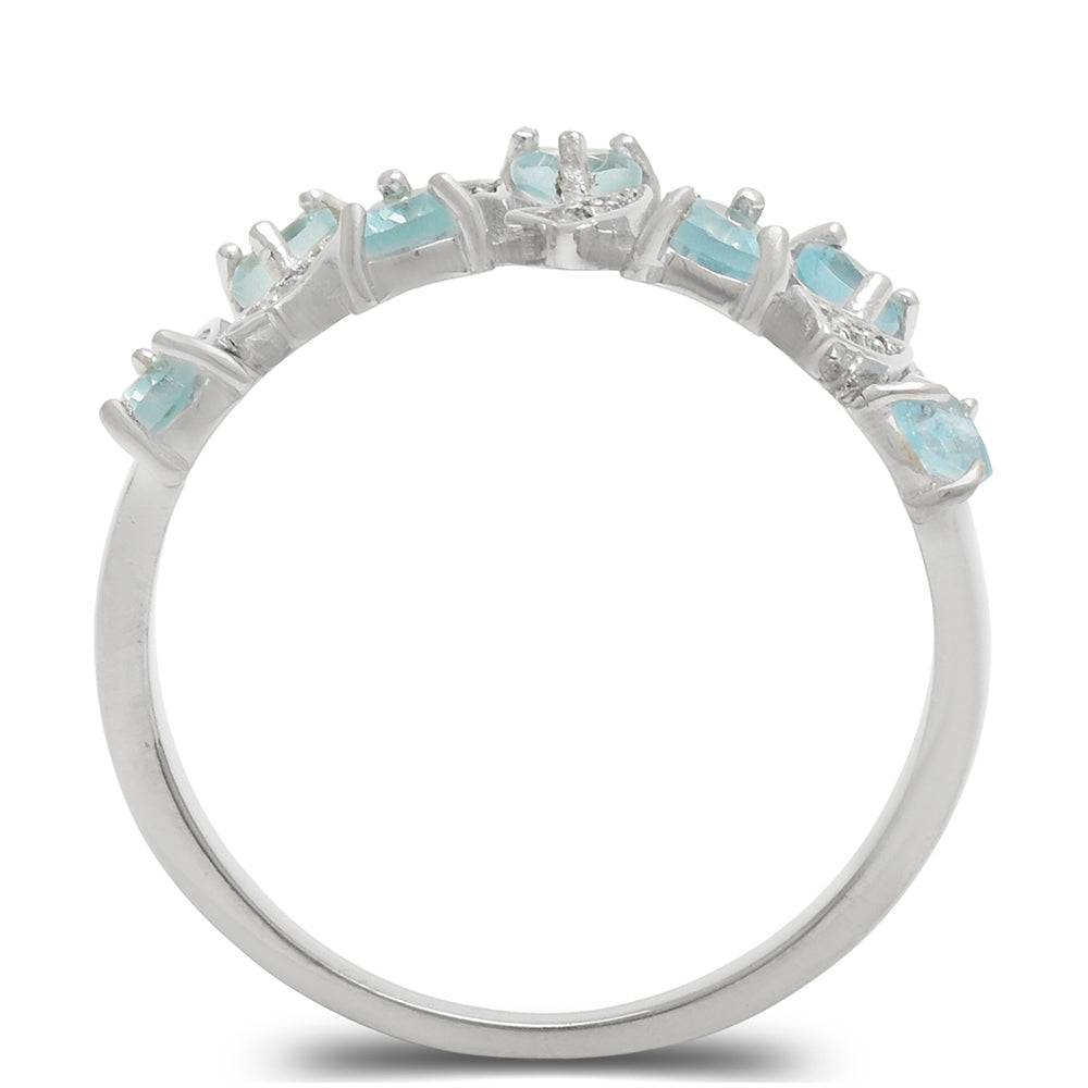 Anillo de Plata con Apatita azul de Madagascar y Topacio Blanco 3 
