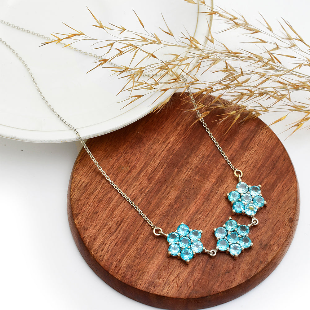 Collar de Plata con Apatita azul de Madagascar 1 