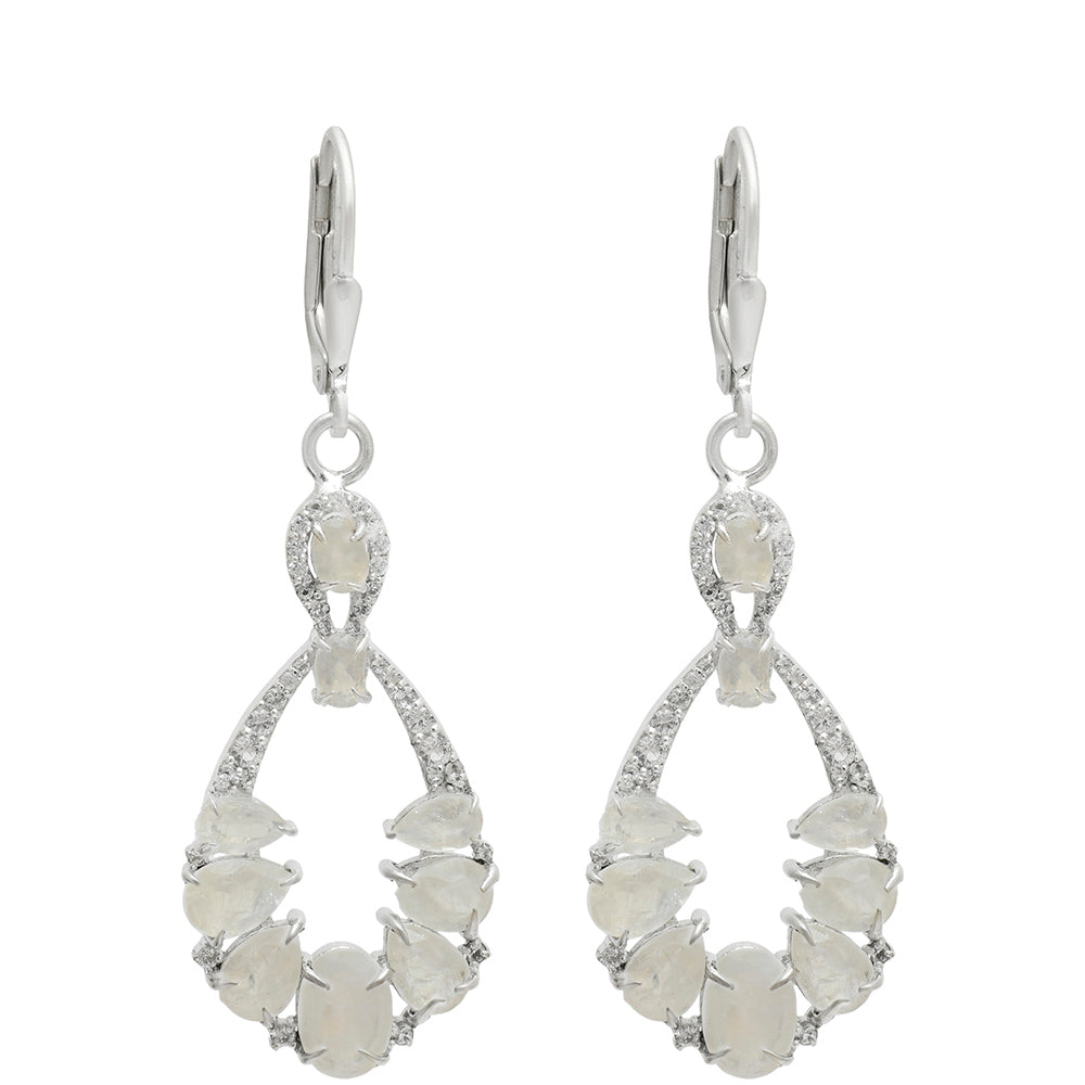 Pendientes de Plata con Piedra Lunar Arco Iris