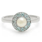 Anillo de Plata con Apatita azul de Madagascar y Perla blanca de agua dulce