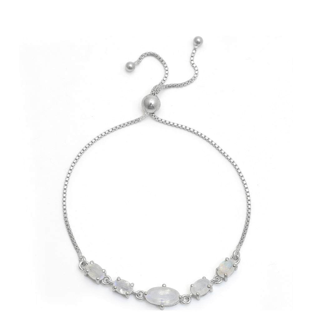 Pulsera de Plata con Piedra Lunar Arco Iris 3 