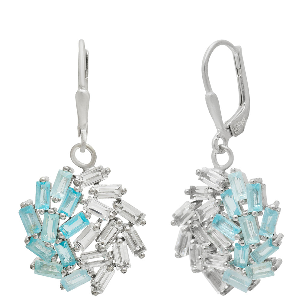 Pendientes de Plata con Apatita azul de Madagascar y Topacio Blanco