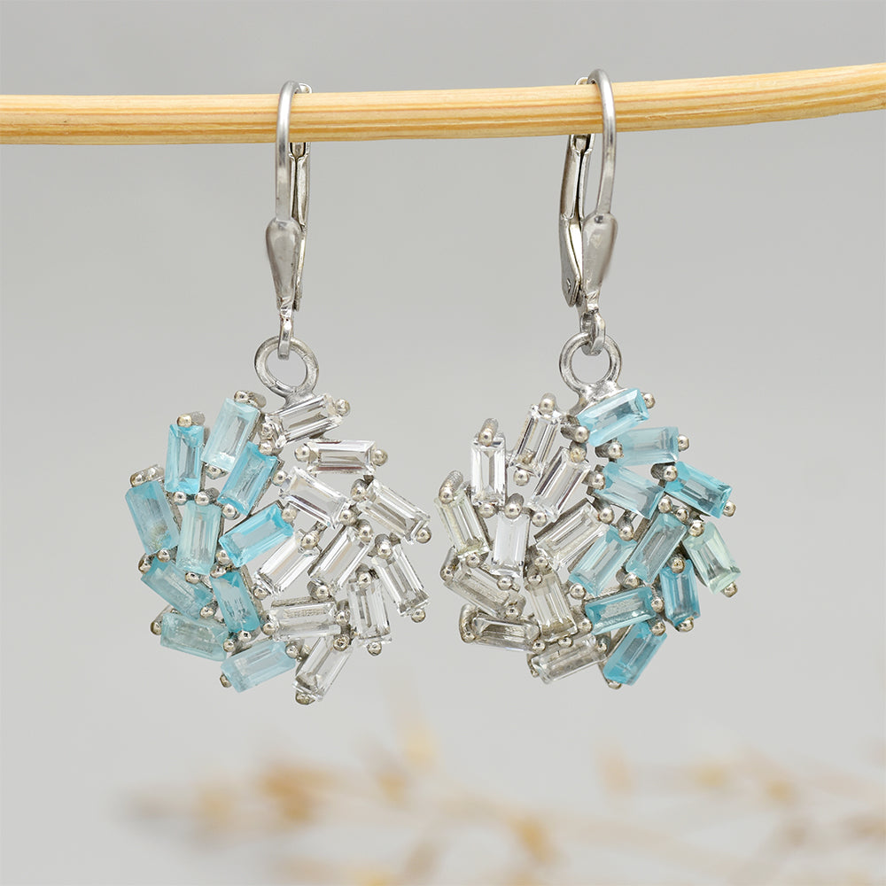 Pendientes de Plata con Apatita azul de Madagascar y Topacio Blanco 1 