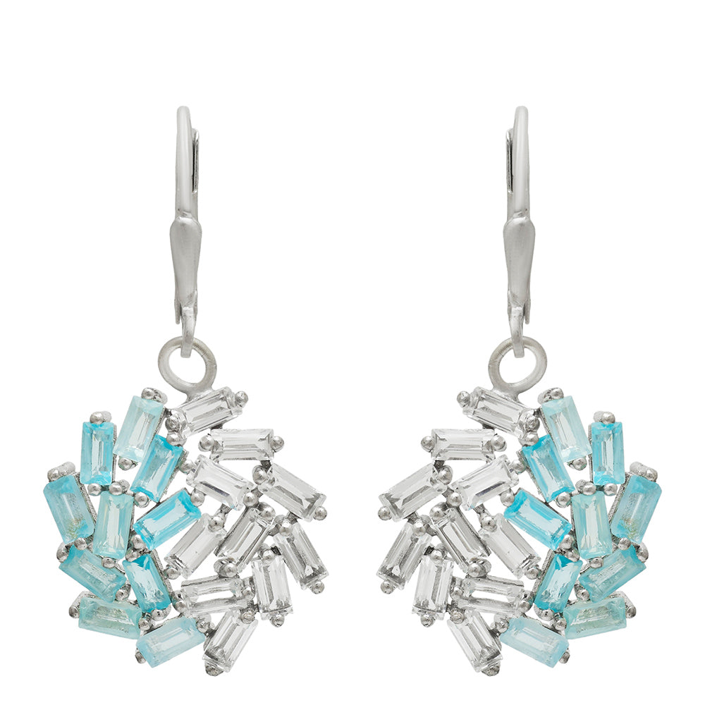 Pendientes de Plata con Apatita azul de Madagascar y Topacio Blanco