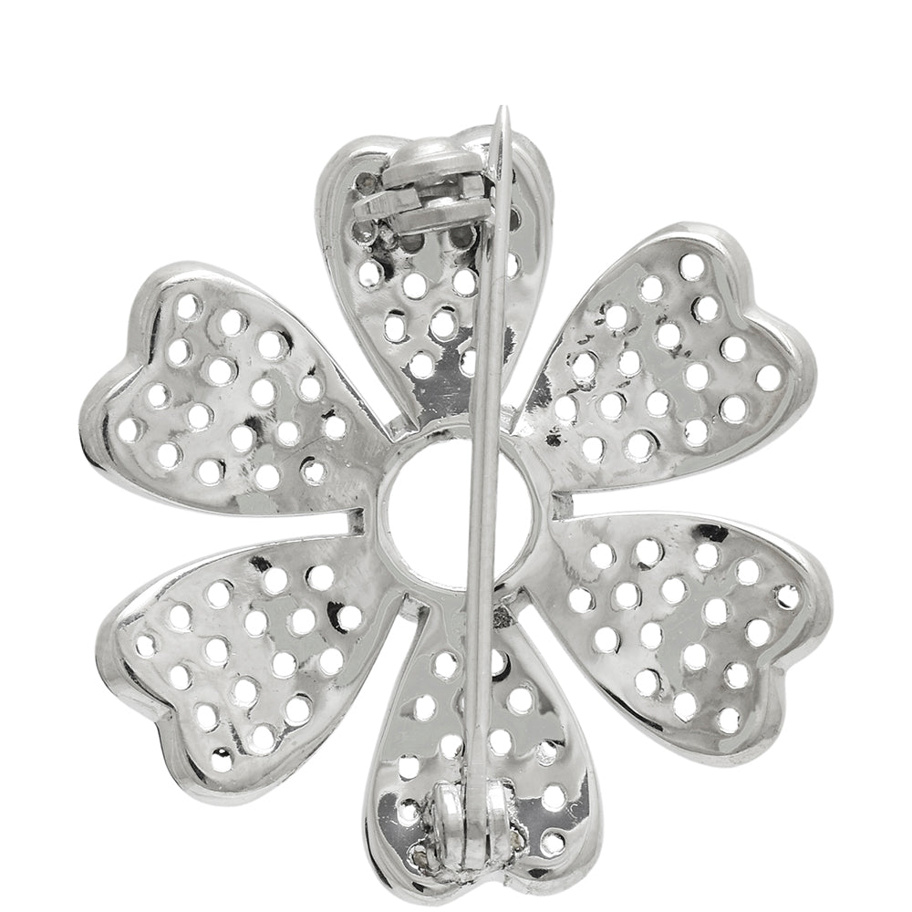 Broche de Plata con Piedra Lunar Arco Iris y Topacio Blanco 4 