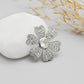 Broche de Plata con Piedra Lunar Arco Iris y Topacio Blanco