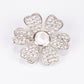 Broche de Plata con Piedra Lunar Arco Iris y Topacio Blanco