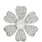 Broche de Plata con Piedra Lunar Arco Iris y Topacio Blanco