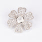 Broche de Plata con Piedra Lunar Arco Iris y Topacio Blanco