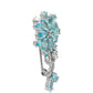 Broche de Plata con Apatita azul de Madagascar y Topacio Blanco