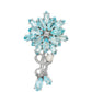 Broche de Plata con Apatita azul de Madagascar y Topacio Blanco