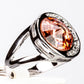 Anillo de Aleación Bañado en Oro Blanco con Cristal Emporia® Rojo