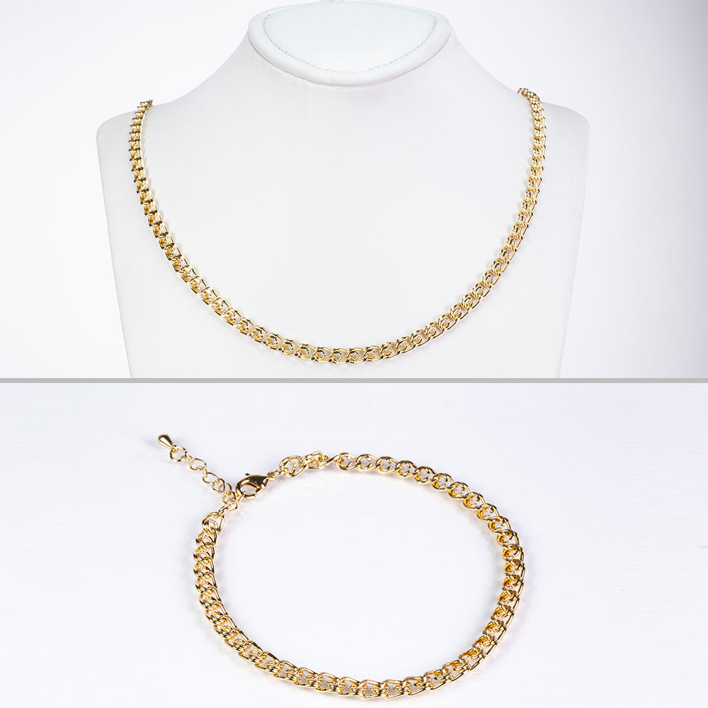 Conjunto de Aleación Bañado en Oro ( Collar +Pulsera ) 1 