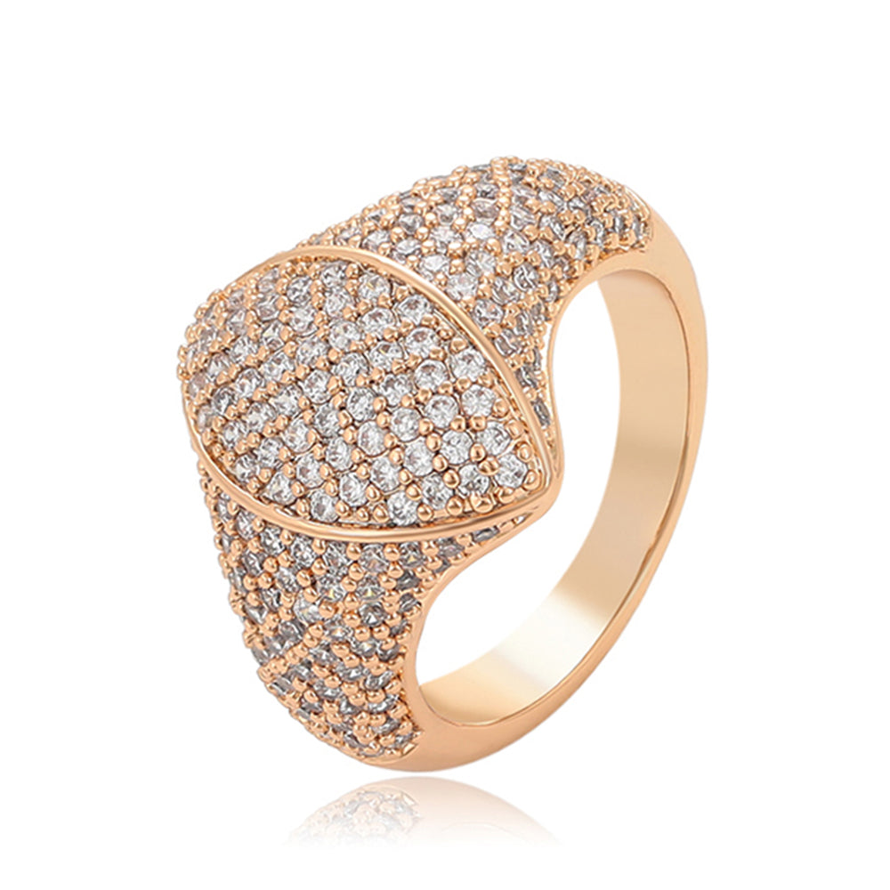 Anillo de Aleación Bañado en Oro con Cristal Emporia® Blanco 2 