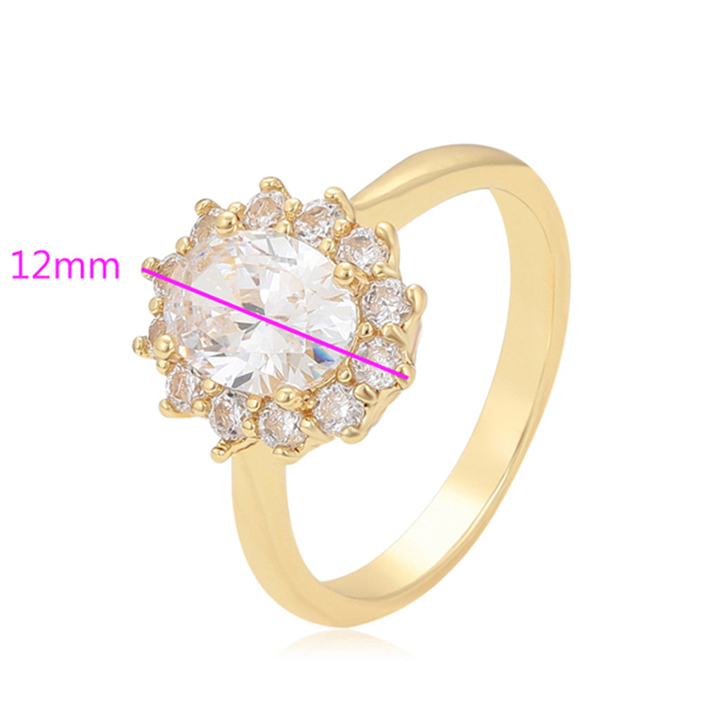 Anillo de Aleación Bañado en Oro con Cristal Emporia® Blanco 2 