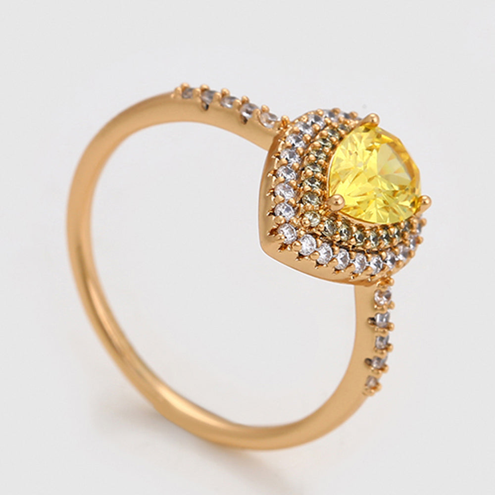 Anillo de Aleación Bañado en Oro con Cristal Emporia® Amarillo y Cristal Emporia® Blanco 4 