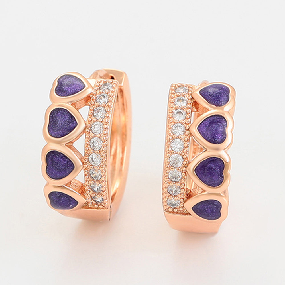 Conjunto de Aleación Bañado en Oro con Cristal Emporia® Púrpura ( Pendientes +Anillo ) 2 