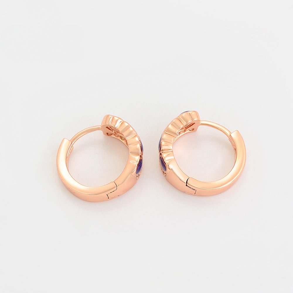 Conjunto de Aleación Bañado en Oro con Cristal Emporia® Púrpura ( Pendientes +Anillo )