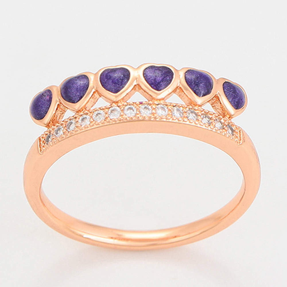 Conjunto de Aleación Bañado en Oro con Cristal Emporia® Púrpura ( Pendientes +Anillo )