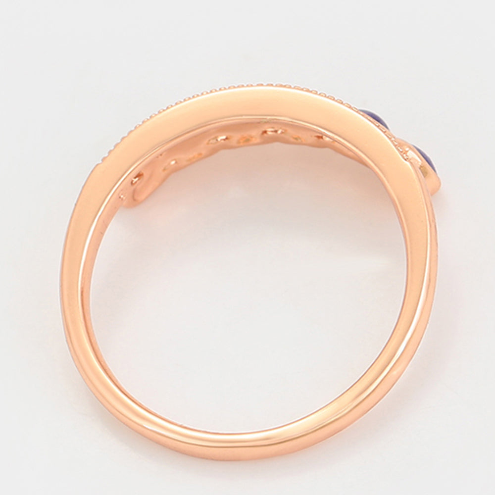 Conjunto de Aleación Bañado en Oro con Cristal Emporia® Púrpura ( Pendientes +Anillo )