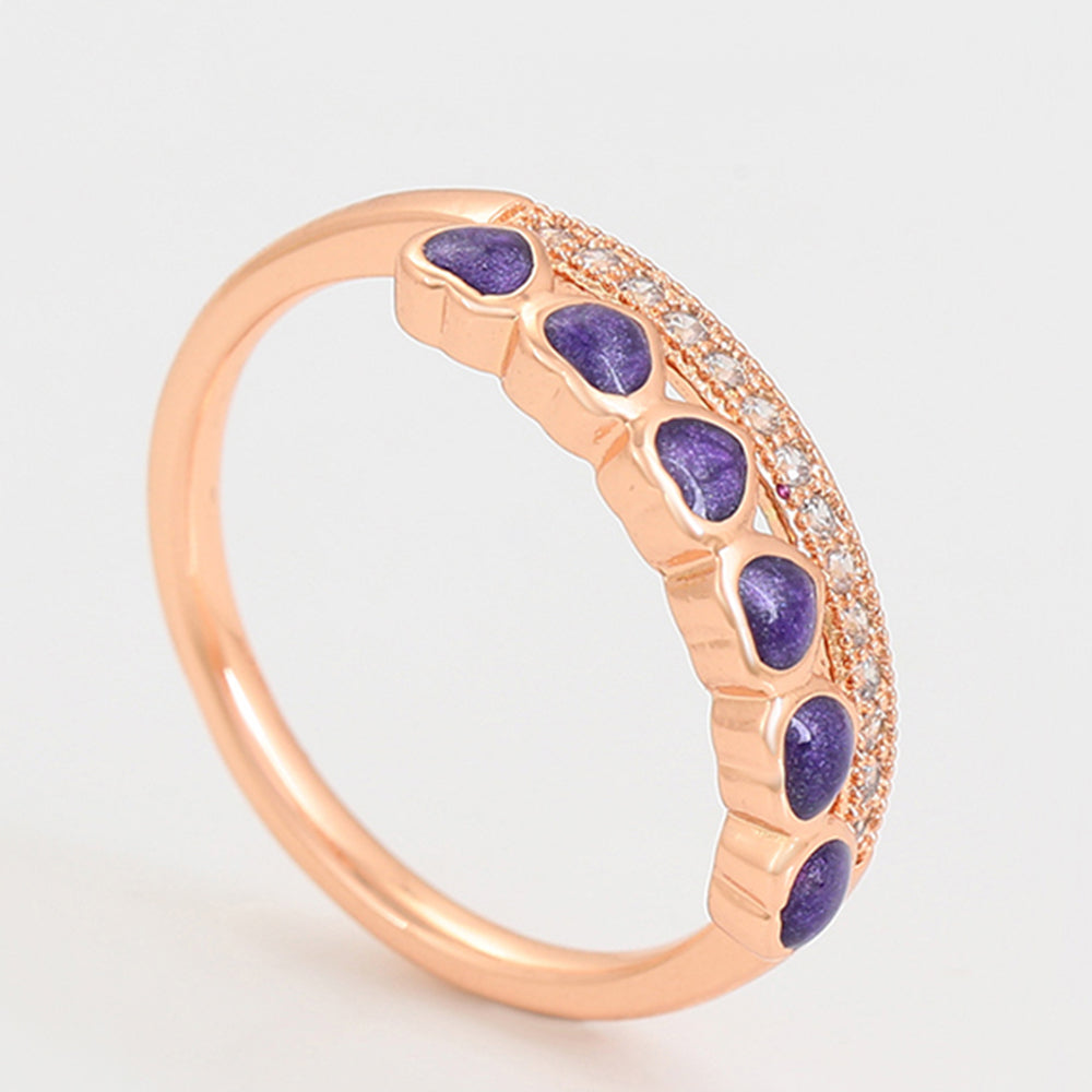 Conjunto de Aleación Bañado en Oro con Cristal Emporia® Púrpura ( Pendientes +Anillo ) 12 