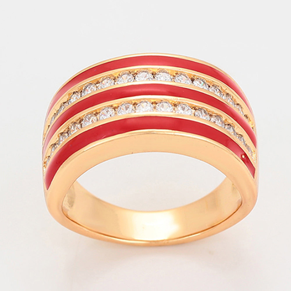 Conjunto de Aleación Bañado en Oro con Cristal Emporia® Rojo y Cristal Emporia® Blanco ( Pendientes +Anillo ) 10 