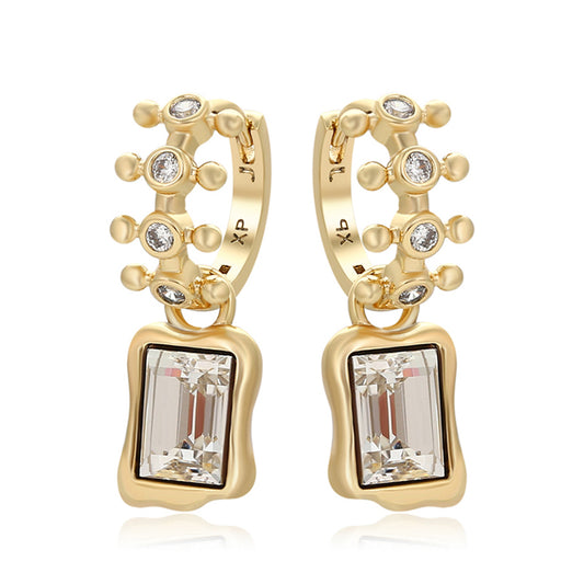 Pendientes de Aleación Bañado en Oro con Cristal Emporia® Blanco