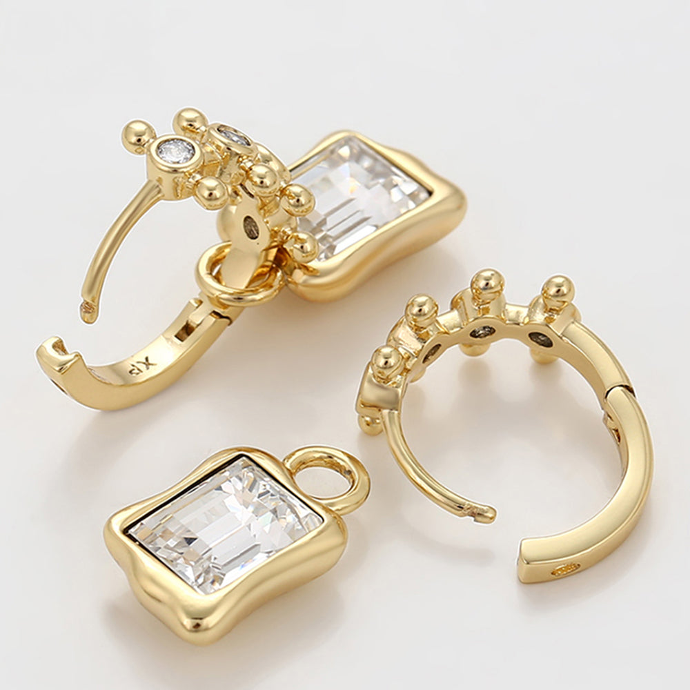 Pendientes de Aleación Bañado en Oro con Cristal Emporia® Blanco 5 