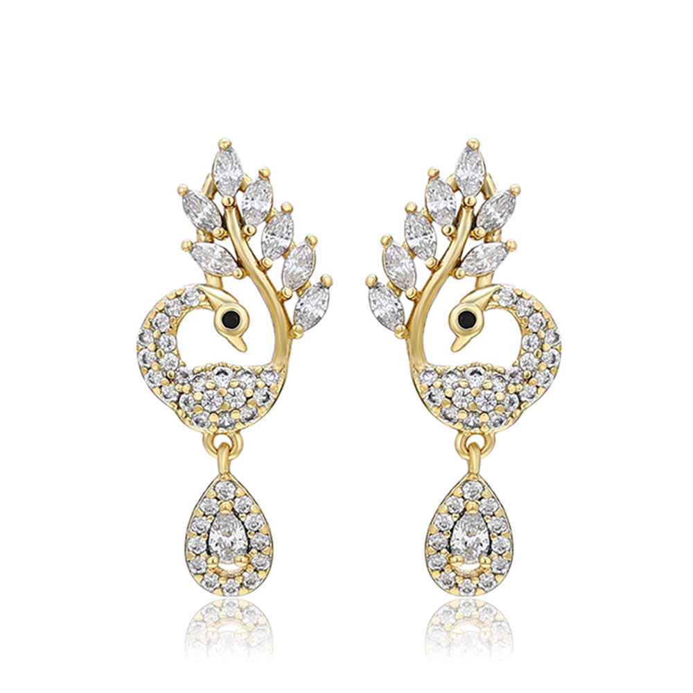 Pendientes de Aleación Bañado en Oro con Cristal Emporia® Blanco 1 